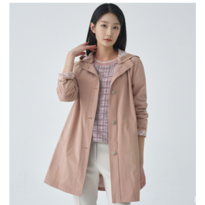 [지센]여성 스판 후드 탈착 코트 3색 LCCAO222