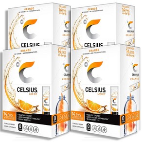 Celsius 셀시어스 온더고 에너지 파우더 무설탕 오렌지맛 14스틱 4팩