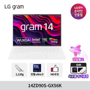 LG전자 그램14 Ulta5 16GB 256GB 14ZD90S-GX56K 윈도우 미포함, 화이트, 512GB, Fee DOS