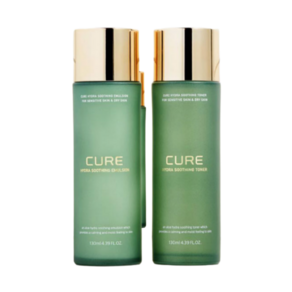 스킨로션 김정문알로에 큐어 하이드라 수딩 토너 130ml + 에멀전 130ml 알로에화장품 보습 기초 2종, 1개