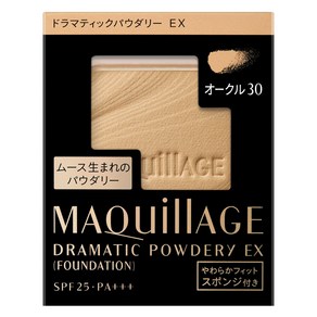 MAQuillAGE 마끼아쥬 드라마틱 파우더리 EX 파운데이션 9.3g 부드러운 핏 스펀지 포함, 1개