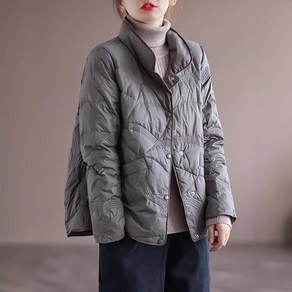 여성 오리털 경량 패딩 자켓 물결 하이넥 점퍼
