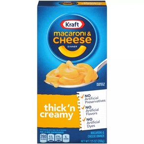 [미국 직배송]크래프트 마카로니 앤 치즈 크리미 206g Kaft Thick and Ceamy Mac and Cheese Dinne, 1개