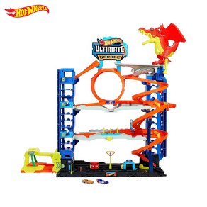 Hot Wheels City Ultimate Gaage 놀이 세트 다이캐스트 자동차 2개 50개 이상의 1:64 스케일 자동차용 장난감 보관함 4단계 트랙 플레이 드래곤, Dagon