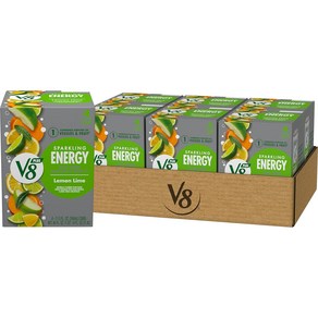 V8 +ENERGY 딸기 바나나 에너지 드링크 8 fl oz 캔(캔 6개들이 4팩), 레몬 라임, 46 Fl Oz(6개들이 팩), 340ml