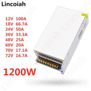 파워서플라이 컴퓨터파워 1200W 스위칭 전원 공급 장치 DC 12V 18V 24V 36V 48V 60V 70V 72V AC 100-240V S, CHINA, 70V 17.1A