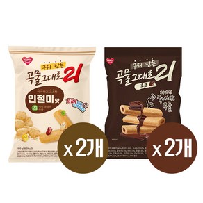 구워만든 곡물그대로 21 크리스피롤 4봉 (인절미2 + 초코2), 150g, 4개