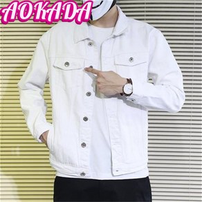 AOKADA 트렌디 솔리드컬러 봄가을 슬림핏 남성 데님자켓