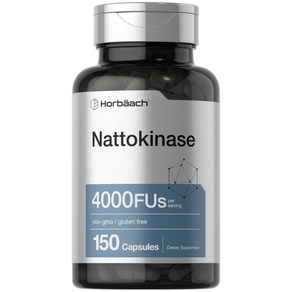 Hobäach Nattokinase Supplement 4000 FU  150 Capsules  Non-GMO Gluten Fee, 1개, 150정