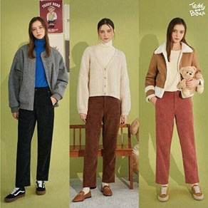 [KT알파쇼핑]테디베어 24FW 여성 보아퍼 코듀로이팬츠 3종