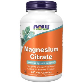 Now Supplements Magnesium Citate Enzyme Functio Now Supplements 마그네슘 시트레이트 효소 기능* 신경계 지원* 240, 400정, 1개