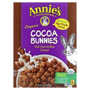 Annie's Homegown Oganic Cocoa Bunnies Oat Con Rice Ceeal 10 oz 283.5 g, 283.5g, 1개