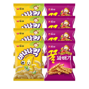 농심 스낵 바나나킥 꿀꽈배기, 165g, 8개