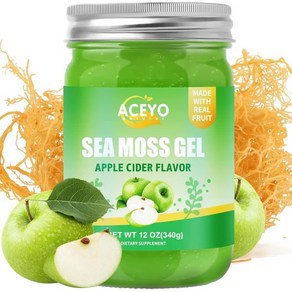 ACEYO 8 OZ Sea Moss Gel Raw Vegan Pineapple Flavoed Natual Iish Seamoss Men Women 102 Vitamins an, Apple, 12 Ounce (Pack of 1), 1개