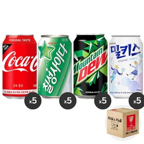 [막스] 혼합세트 355ml 7)코카콜라5 칠성사이다5 마운틴듀5 밀키스5 뚱캔 제로 캔음료 음료수 캔콜라 캔사이다, 1세트