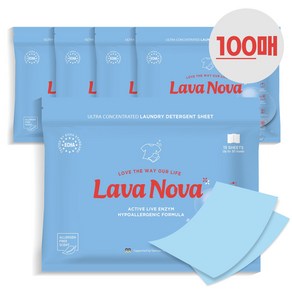 LavaNova 라바노바 시트형 고농축 세탁세제 100매, 5g, 100개