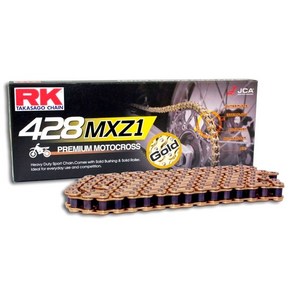 RK CHAIN 428 MXZ1 골드 (130 링크) GOLD 모터크로스 체인 일본생산, 1개