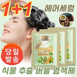 JUELREOU 1+1 (빠른배송) 식물 추출 버블 염색제 200ml*2 식물 에센스염색약 식물 건강 백발 커버, 네이처블랙(10봉)&헤어팩2&도구, 2개