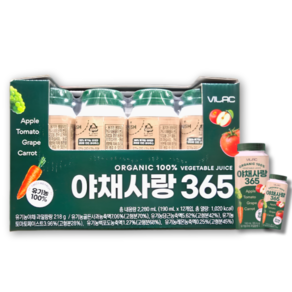 비락 유기농 야채사랑365 190ml x 12개