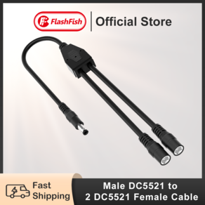 태양광 패널 태양열 설치 FF Flashfish 2pcs 태양 전지 커넥터 와이어 Y 병렬 케이블 Male DC5521 to 2 Female 배터리에 함께 연결