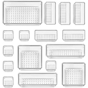 터치온리 다용도 정리함 아크릴 수납 정리함 세트, 16개, 투명