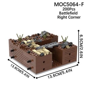 MOC 레고 호환 부품 MOOXI 군사 트렌치 세트 브릭 WW2 전투 필드 액션 피규어 요새 독일 유적 무기 총 블록 장난감 선물, 1개