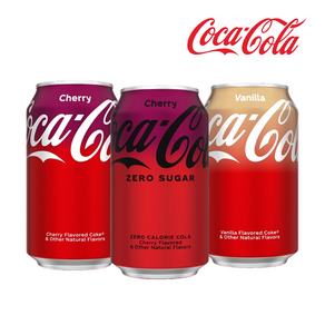 [Coca-Cola] 체리 코크 체리콕 미국 코카 콜라 체리맛 오리지널 제로 바닐라 6캔 3종 Coca-Cola Chey Vanilla Soda Pop, 1개