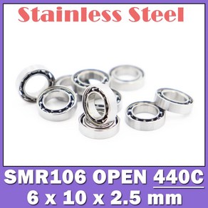 SMR106 베어링 (10 PCS) 6*10*2.5mm 스테인레스 스틸 미니어처 오픈 볼 베어링 S MR106 617/6, 10개