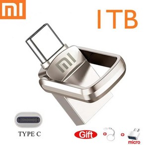 샤오미 2TB 메탈 U 디스크 2 in 1 OTG 1024GB 64GB 플래시 드라이브 USB 3.1 512GB 1TB 펜 드라이브 메모리 스틱 C타입 어댑터 선물 신제품