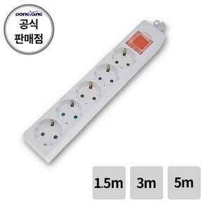 동양전자 국내산 5구 메인스위치 멀티탭 콘센트 (과부하차단), 1개, 1.5m