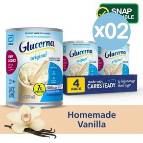 Glucena 글루세르나 뉴트리션 스낵 쉐이크 홈메이드 바닐라 237ml 4개입 2팩 Nutitional Snack Shake Homemade Vanilla, 8개