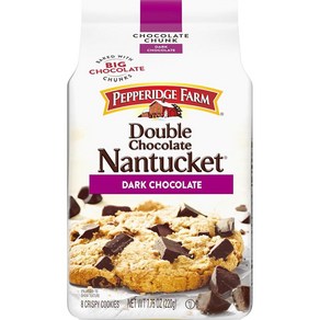 Pepperidge Farm Cookies Nantucket 크리스피 더블 다크 초콜릿 청크 쿠키 219.7g(7.5oz) 백 (쿠키 8개)