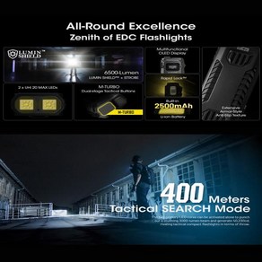 NITECORE 전술 서치 라이트 초슬림 고성능 EDC 손전등 내장 2500mAh 리튬 이온 배터리 EDC29 6500 루멘, 1개