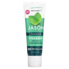 제이슨 내추럴 Jason Natual Sea Fesh 구취 제거 치약 불소 무함유 스피어민트 119G 4.2OZ), 1개