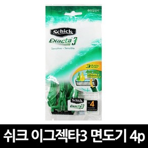 쉬크 이그젝타3 면도기 4p x 3개 / 면도 일회용 여행용, 4개입