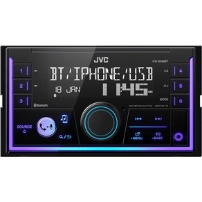 JVC KDSR87BT 블루투스 CD 카 스테레오 USB 포트 포함 – AMFM 라디오 MP3 플레이어 고콘트라스트 LCD 분리 가능한 페이스 플레이트 싱글 DIN 13밴드 E, Double DIN Receive