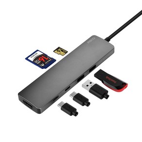 코시 타입C 멀티 스테이션 HDMI 미러링/PD충전/USB3.0 2포트+타입C 2포트 허브/SD TF 카드리더기 DS2025CHU, 그레이, 1개