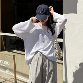 데일리앤 프린드 여성 휴양지 부클 보트넥 오버핏 여름니트 썸머 바캉스룩 살안타템