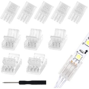 RGBZONE 10Pcs 3핀 8mm LED 스트립 커넥터 갭리스 솔더리스 투 와이어 퀵 유니버셜 방수 및 비방수 WS2811 WS2812B 조명, 3pin 10mm stip to wie