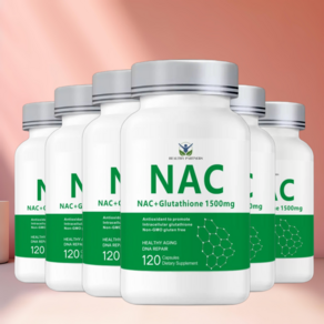 NAC 항산화 글루타치온 전구체 N 아세틸 시스테인 엘시스테인 1500mg 무관세, 6개, 120정