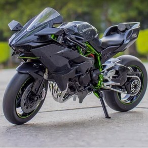 모형 오토바이 바이크 피규어 굿즈 최신식 쇼바 라이트 기능 옵션 다이캐스트 가와사키 H2R BIKE Kawasaki, 블랙(받침대포함), 1개