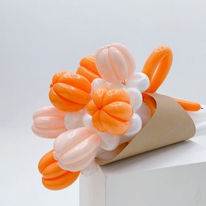[펄박스]DIY 요술 풍선 튜울립 꽃다발_오렌지N화이트_손펌프포함_ 요술풍선 42개