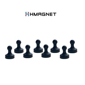 HMAGNET 초강력 네오디움 스탬프 자석 세트 D19, 8개, 검정색