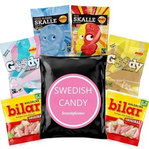 Swedish Candy Mix - Bubs Godis Ovals and Skalle - Ahlgens Bila - 스웨덴산 새콤달콤한 젤리 - 간식 가방 6개, 1세트, 420g