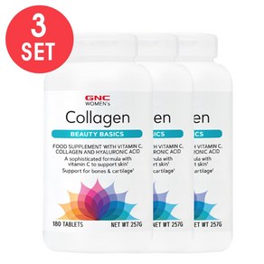 GNC 여성용 콜라겐 180정 (캐플렛) collagen 180정 비타민 C 히알루론산 함유 -3개 SET, 3개, 180회분