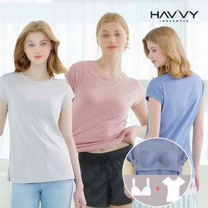 [하비] 인견 브라일체 노브라 반팔티셔츠
