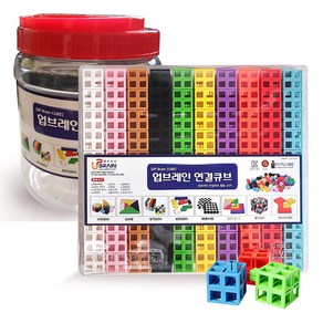 업브레인 연결큐브 4홀 2cm 10색 100pcs+원통보관함 넘버 멀티 국내생산, 1개