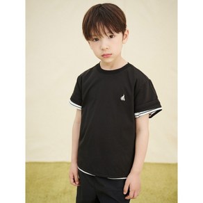 [백화점상품] 빈폴키즈 공식브랜드관 [BEANPOLE KIDS] 스트라이프 & 솔리드 티셔츠와 반바지 3PCS 상하 세트 블랙 (BI5442U015) 키즈 티셔츠