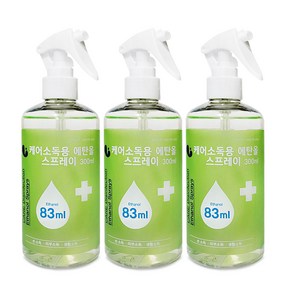 케어팜 소독용 에탄올 스프레이 알콜 의약외품, 3개, 300ml