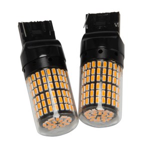 2Pcs 슈퍼 밝은 Canbus T20 7440 W21W Wy21W 144-Smd 역방향 조명 회전 신호등 오류 무료 하이퍼 플래시 없음 T20 7440 Led 전구, 검은색 껍질(노란색 빛), 2개